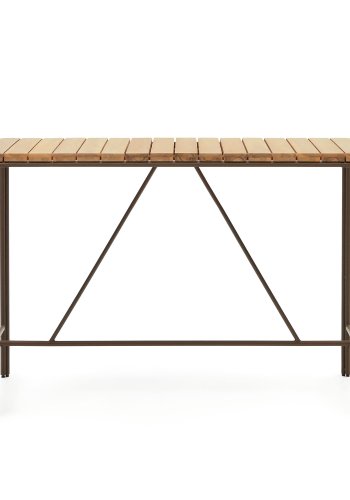 KAVE HOME Salguer udendrs barbord, rektangulr - natur akacietr og brunt stl (140x70)