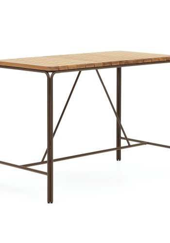 KAVE HOME Salguer udendrs barbord, rektangulr - natur akacietr og brunt stl (140x70)