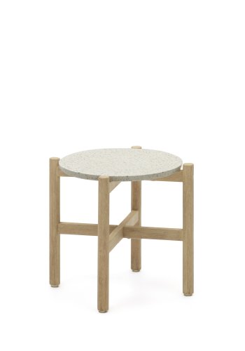 KAVE HOME Pola sidebord, rund - cement og natur eukalyptustr (50)