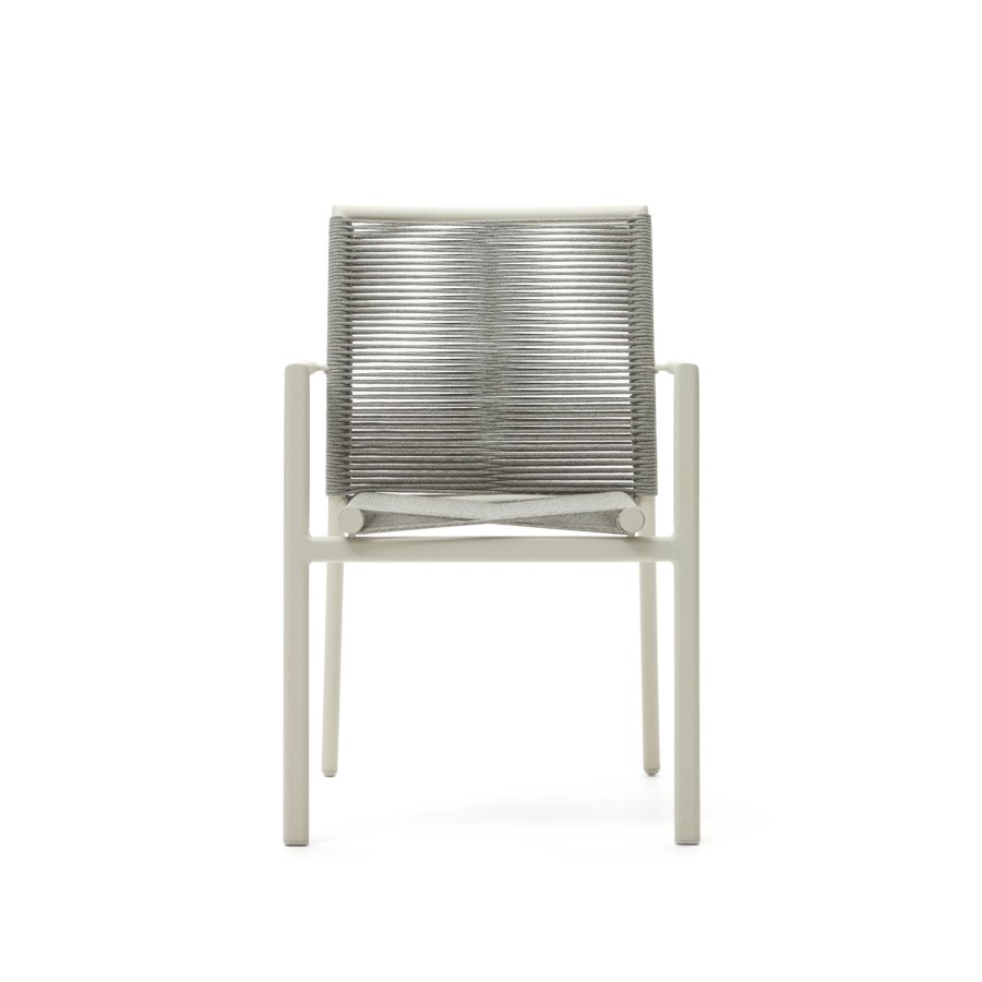 KAVE HOME Culip havestol, m. armln - gr reb og hvid aluminium