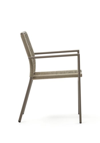 KAVE HOME Culip havestol, m. armln - beige reb og brun aluminium