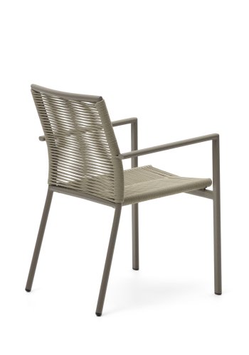 KAVE HOME Culip havestol, m. armln - beige reb og brun aluminium