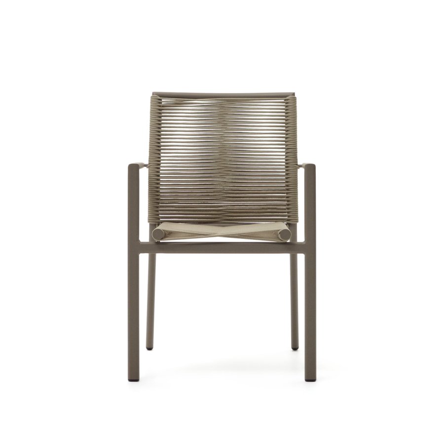 KAVE HOME Culip havestol, m. armln - beige reb og brun aluminium