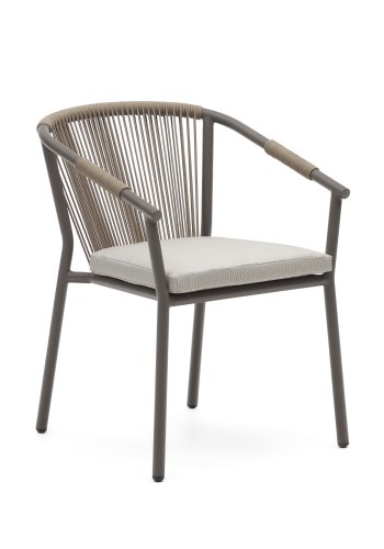 KAVE HOME Xelida havestol, m. beige stofhynde - brun reb og brun aluminium