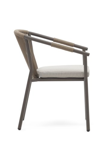 KAVE HOME Xelida havestol, m. beige stofhynde - brun reb og brun aluminium