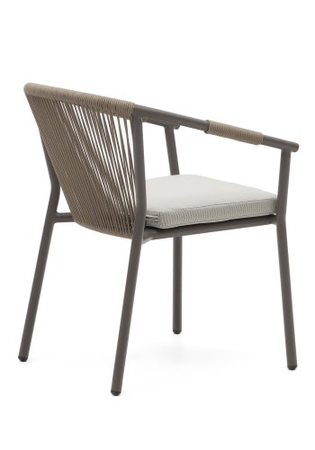 KAVE HOME Xelida havestol, m. beige stofhynde - brun reb og brun aluminium