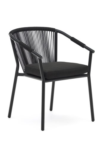 KAVE HOME Xelida havestol, m. sort stofhynde - sort reb og sort aluminium