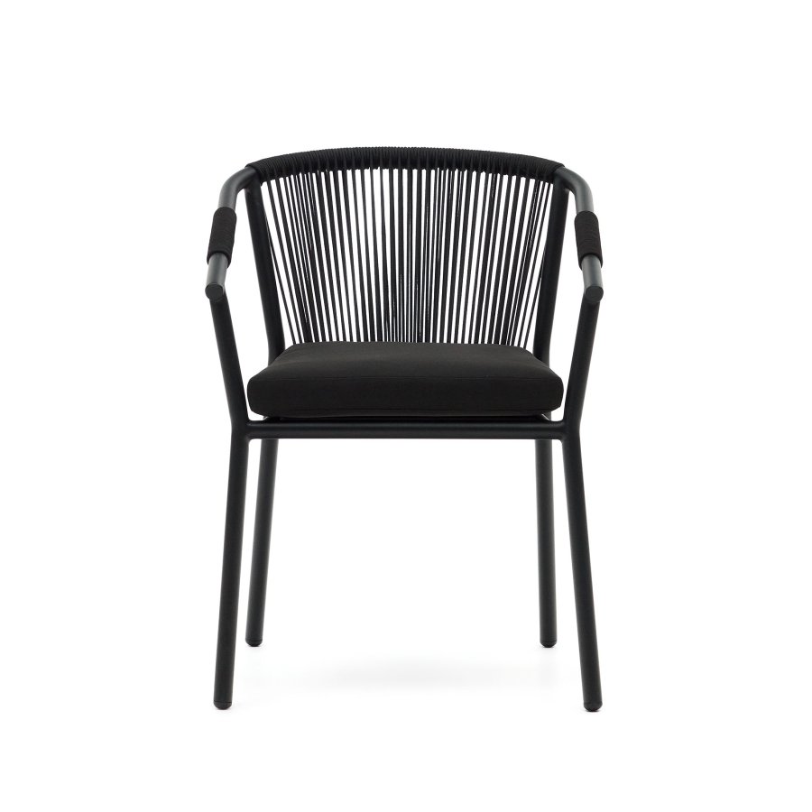 KAVE HOME Xelida havestol, m. sort stofhynde - sort reb og sort aluminium