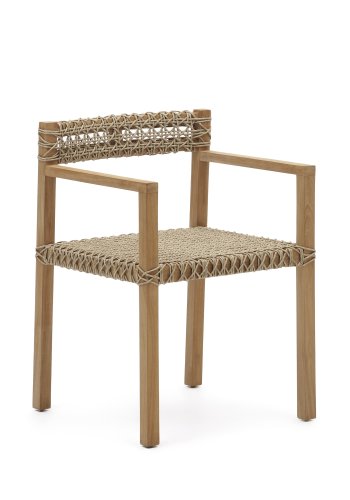 KAVE HOME Giverola stol, m. armln - syntetisk flet og natur teaktr