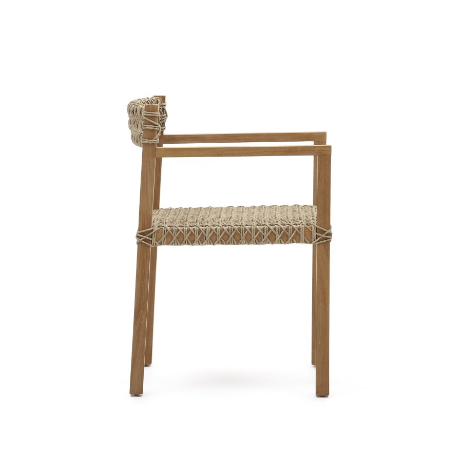 KAVE HOME Giverola stol, m. armln - syntetisk flet og natur teaktr