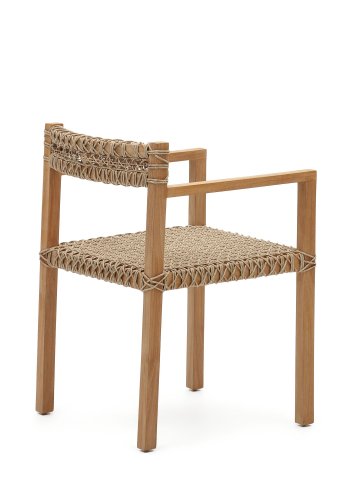KAVE HOME Giverola stol, m. armln - syntetisk flet og natur teaktr