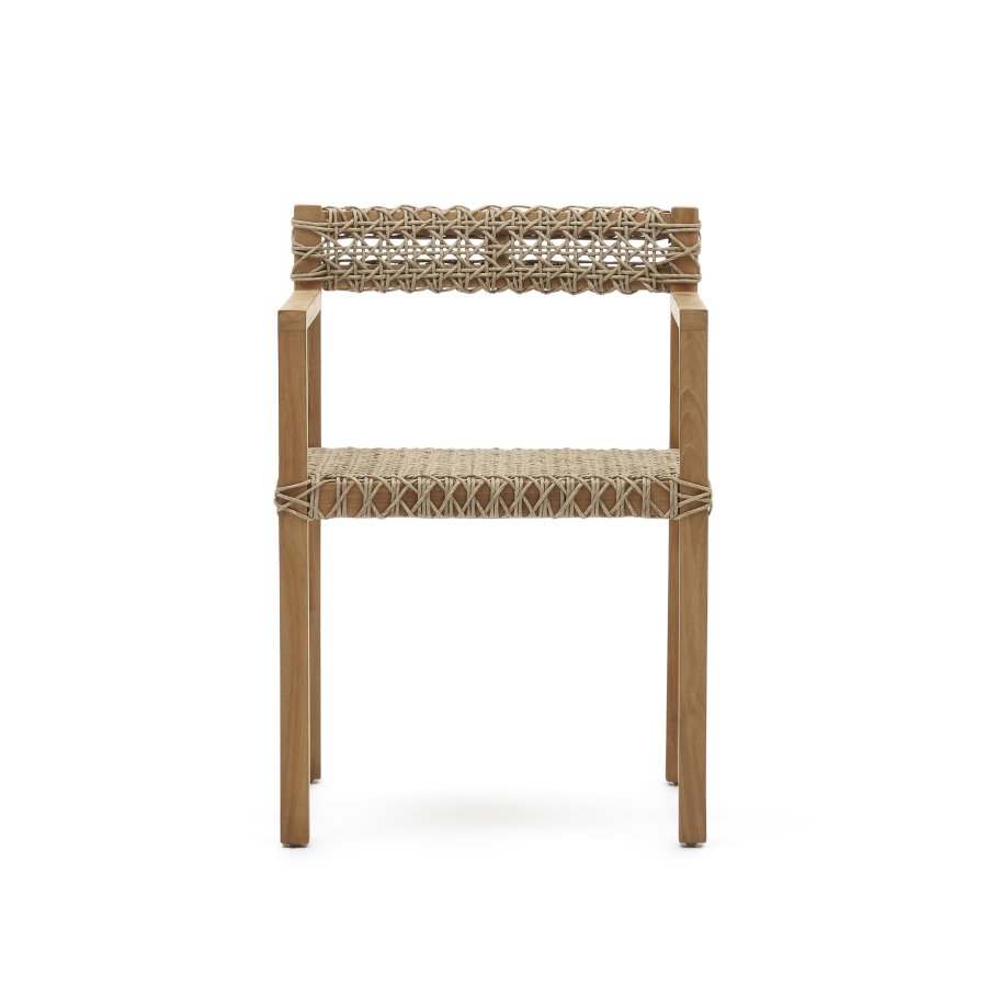 KAVE HOME Giverola stol, m. armln - syntetisk flet og natur teaktr