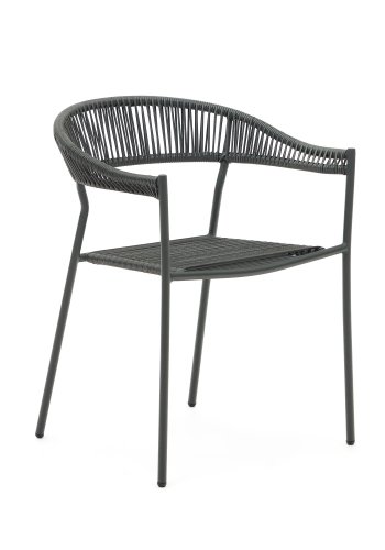 KAVE HOME Futadera havestol, m. armln - gr syntetisk flet og gr stl