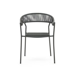 KAVE HOME Futadera havestol, m. armln - gr syntetisk flet og gr stl