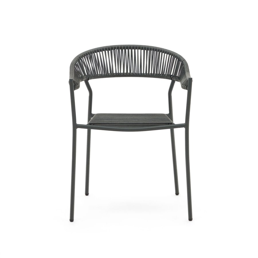 KAVE HOME Futadera havestol, m. armln - gr syntetisk flet og gr stl