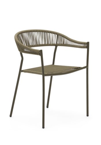 KAVE HOME Futadera havestol, m. armln - grn syntetisk flet og grn stl