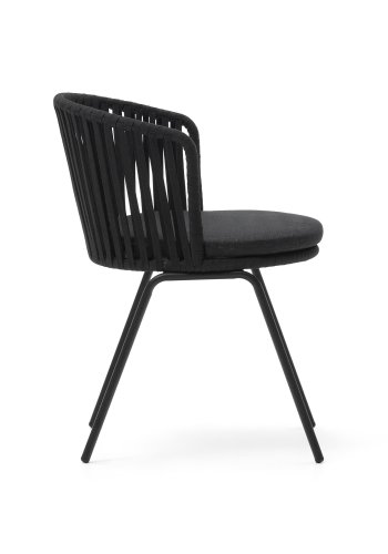 KAVE HOME Saconca havestol, m. hynde - sort reb og stl