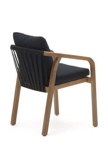 KAVE HOME Malaret havestol, m. armln og hynder - natur eukalyptustr og sort snor