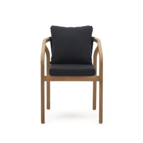 KAVE HOME Malaret havestol, m. armln og hynder - natur eukalyptustr og sort snor