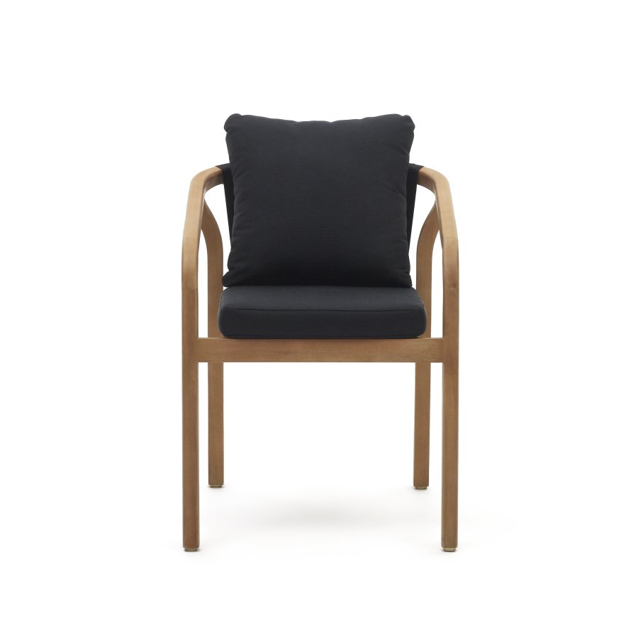 KAVE HOME Malaret havestol, m. armln og hynder - natur eukalyptustr og sort snor