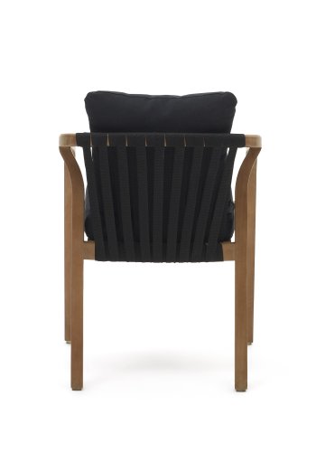 KAVE HOME Malaret havestol, m. armln og hynder - natur eukalyptustr og sort snor