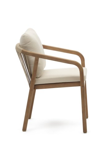 KAVE HOME Malaret havestol, m. armln og hynder - natur eukalyptustr og beige snor