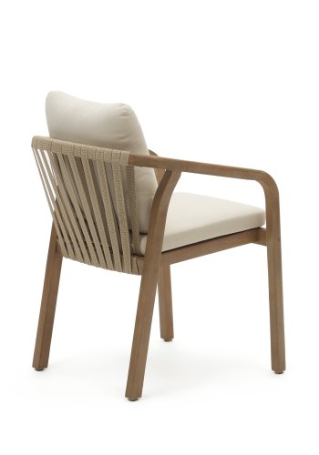 KAVE HOME Malaret havestol, m. armln og hynder - natur eukalyptustr og beige snor