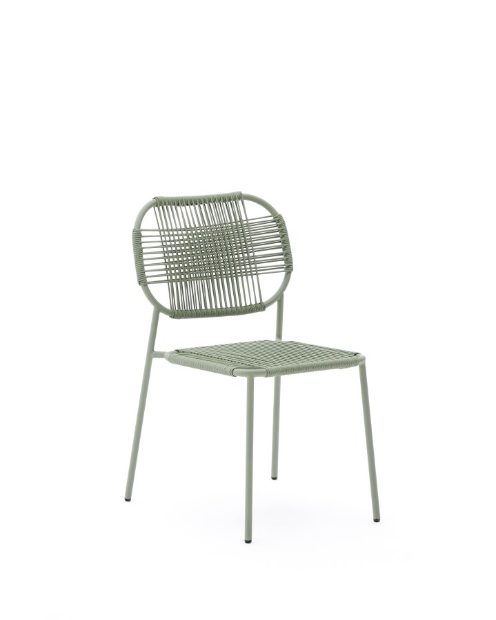 KAVE HOME Talaier stabelbar udendrsstol lavet af syntetisk snor og galvaniseret turkis stl