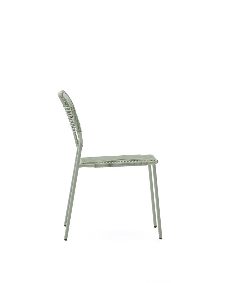 KAVE HOME Talaier stabelbar udendrsstol lavet af syntetisk snor og galvaniseret turkis stl