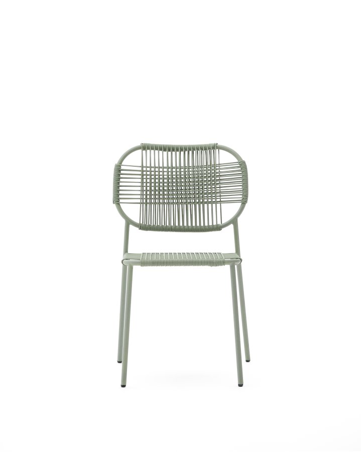 KAVE HOME Talaier stabelbar udendrsstol lavet af syntetisk snor og galvaniseret turkis stl