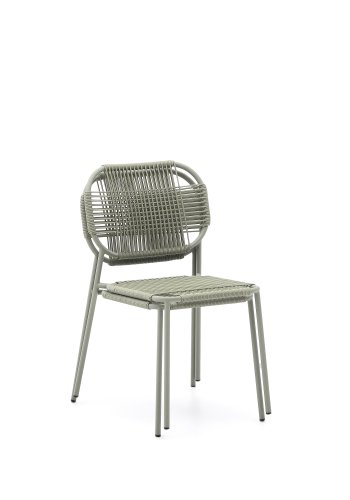 KAVE HOME Talaier stabelbar udendrsstol lavet af syntetisk snor og galvaniseret turkis stl