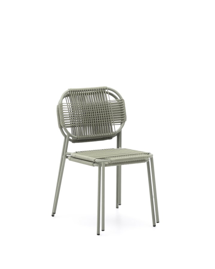 KAVE HOME Talaier stabelbar udendrsstol lavet af syntetisk snor og galvaniseret turkis stl