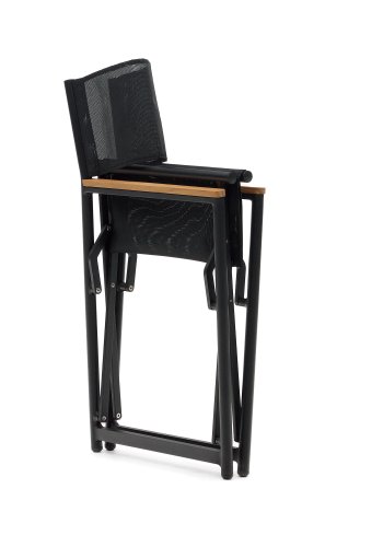 KAVE HOME Llado havestol, foldbar - natur teak og sort stof/aluminium