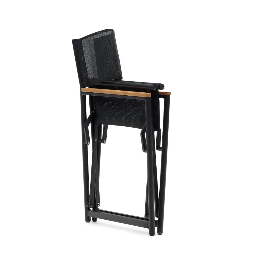 KAVE HOME Llado havestol, foldbar - natur teak og sort stof/aluminium