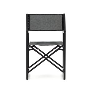 KAVE HOME Llado havestol, foldbar - natur teak og sort stof/aluminium