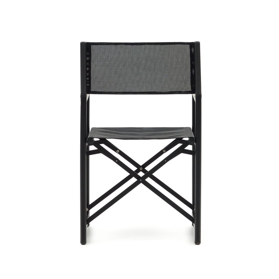 KAVE HOME Llado havestol, foldbar - natur teak og sort stof/aluminium