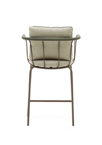 KAVE HOME Salguer udendrs barstol, m. beige hynder - grn reb og brun stl