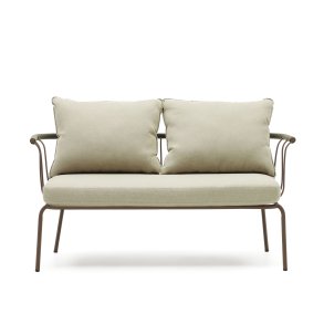KAVE HOME Salguer havesofa, m. beige hynder - grn reb og brun stl