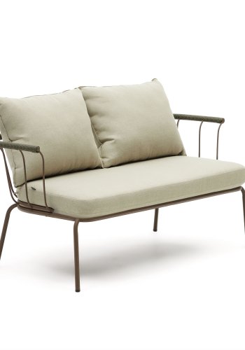 KAVE HOME Salguer havesofa, m. beige hynder - grn reb og brun stl