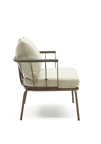 KAVE HOME Salguer havesofa, m. beige hynder - grn reb og brun stl