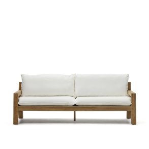 KAVE HOME Forcanera 3 pers. sofa, m. hvid hynde - brun teaktr