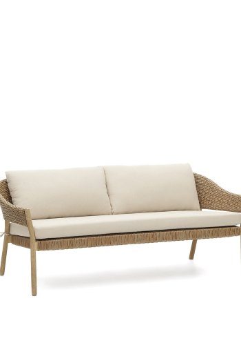 KAVE HOME Pola udendrs 2 pers. sofa & 2 lnestole - natur syntetisk flet/eukalyptustr (st med 3)