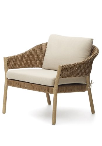 KAVE HOME Pola udendrs 2 pers. sofa & 2 lnestole - natur syntetisk flet/eukalyptustr (st med 3)