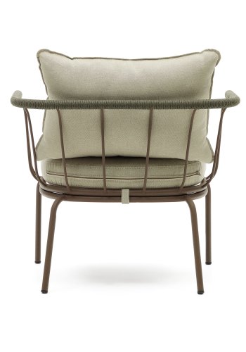 KAVE HOME Salguer udendrs lnestol, m. beige hynder - grn reb og brun stl