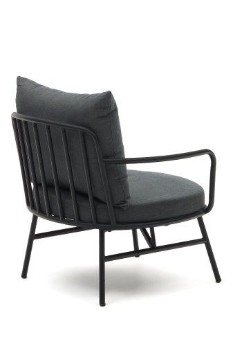 KAVE HOME Bramant lnestol, m. armln og stofhynder - sort stl