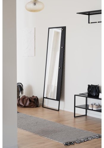 ROWICO Malone gulvspejl, m. guldknopper - spejlglas og sort metal (53x170)