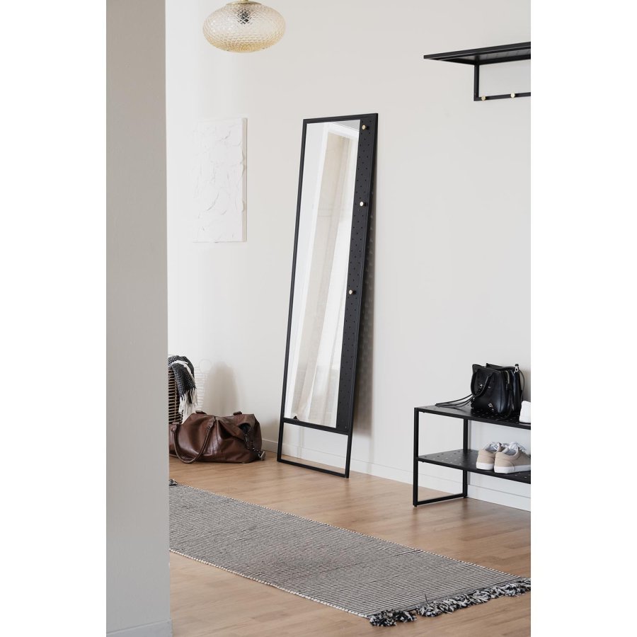 ROWICO Malone gulvspejl, m. guldknopper - spejlglas og sort metal (53x170)