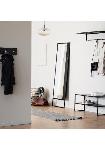 ROWICO Malone gulvspejl, m. guldknopper - spejlglas og sort metal (53x170)