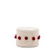 KAVE HOME Manua beige, bomuldspuff med rde kvaster, 40 cm