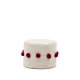 KAVE HOME Manua beige, bomuldspuff med rde kvaster, 40 cm